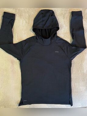 SKORA Qwick-Dry Running Hoodie Black Scuba Neck Tech Pullover Mens M